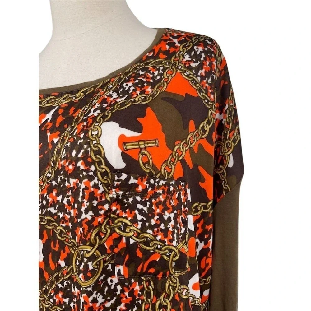 Michael Kors Women's XL Chain Camouflage Blouse‎